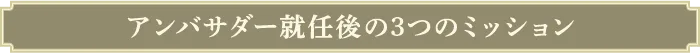 アンバサダー就任後の3つのミッション